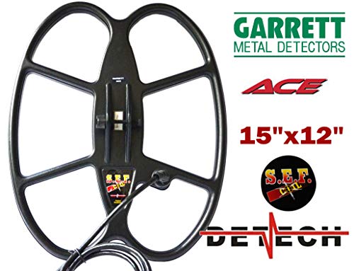 DETECH 15'x 12' detectores SEF Bobina de búsqueda por Garrett Ace Serie de los Metales 150/200 / 200i / 250/300 / 300i / 350/400 / 400i y Garrett Ace Euro con Protector de la Cubierta de la Bobina