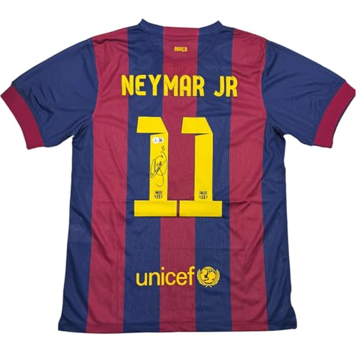 Autographed/Signed Neymar Jr FC Barcelona Blue Soccer Jersey Beckett BAS COA
