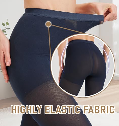 Image of NURCOM 15-20 mmHg Compression Pantyhose for Women & Men, Open Toe Medical Compression Stockings, Waist High Opaque Compression Tights, Graduated Support for Varicose Veins, Edema, DVT, Post Surgery