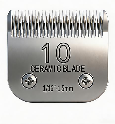 OwnLifeYF 10# Pet Grooming Clipper Replacement Blades, Detachable Blade Compatible with Andis/wahl/Oster Dog Clippers,10 Blade 1/16-inch, Made of Ceramic & Stainless Steel Blade