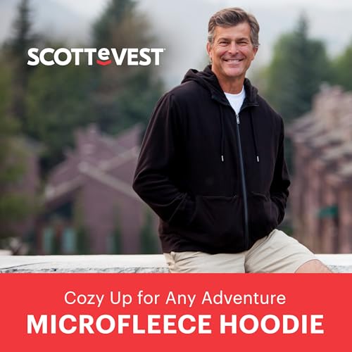 SCOTTeVEST Microfleece Hoodie for Men - 21 Hidden Pockets - Warm Fleece Zip Up Sweatshirt for Travel & More4