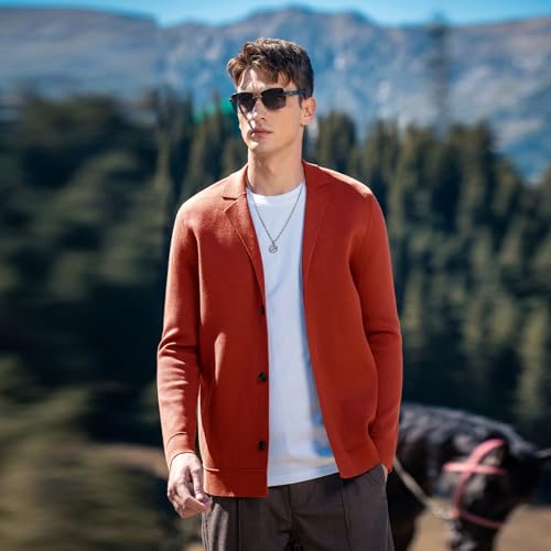 Image of Men's Cardigan Sweater Button Front V-Neck Long Sleeve Knit Sweaters