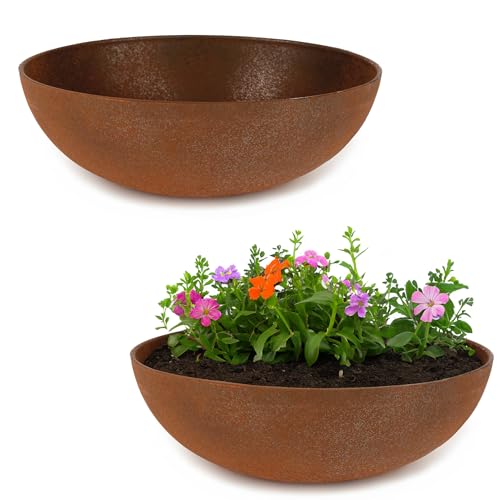 matches21 HOME & HOBBY Pflanzschale für draussen in hell-grau marmoriert 45 x 13 cm als wetterfeste Blumen-Schale