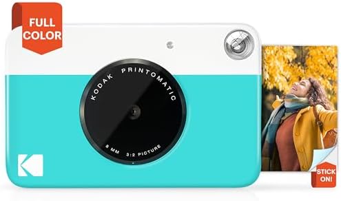 Kodak PRINTOMATIC Digital Instant Print Camera (Blue), Full Color Prints On Zink 2x3 Sticky-Backed Photo Paper - Print Memories Instantly