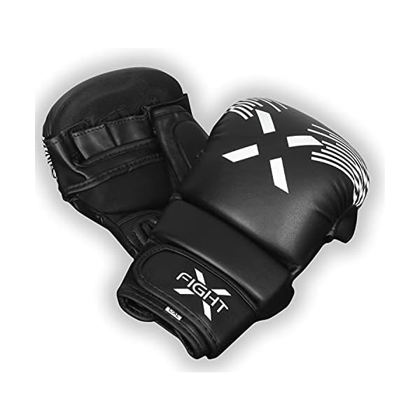 FightX MMA Gloves for Men & Women - Premium Quality Sparring Gloves with Open Palms - Perfect UFC Gloves for Martial Arts, Muay Thai, Punching & Kickboxing Gloves - Multipurpose MMA Sparring Gloves