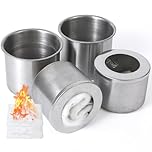 Beekeg Set of 2 + 2 + 2 Bioethanol Burner Pots, Ethanol Burner for Combustion Chamber, Includes Fibreglass Wool for Bioethanol, Universal for Combustion Chamber for Table Fireplace