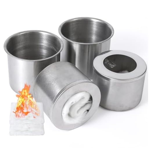 Beekeg 2+2+2 Set Bioethanol Brennertopf,Ethanol Brenner für Brennkammer,Inkl Glasfaserwolle für Bioethanol,Universell zu Brennkammer für Tischkamin