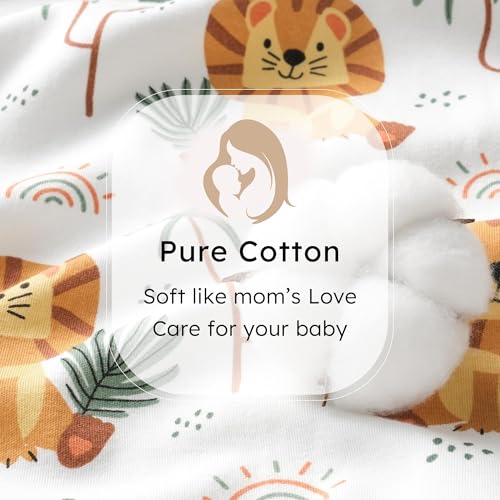 Image of Baby Sleep Sack 12-18 months, 100% Cotton Sleeping Sack for Toddler, 3 Pack Baby Wearable Blanket, 0.5 Tog Lightweight Double Zipper Sleep Bag Large Brown Green Lion