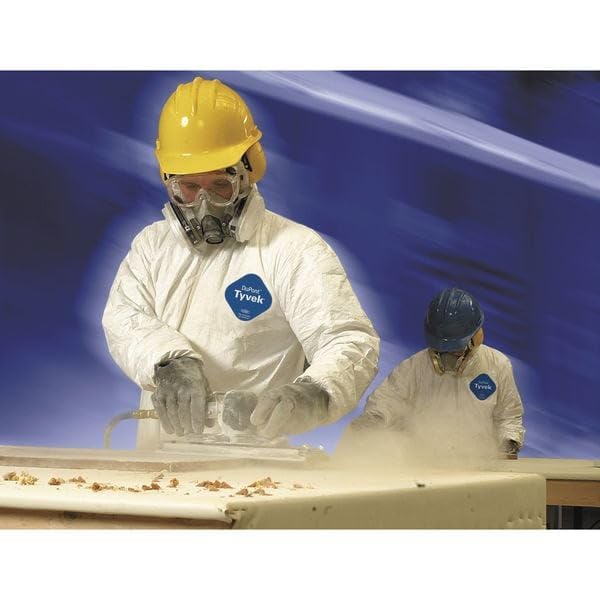 Image of DuPont Tyvek 400 TY127S Disposable Protective Coverall with Respirator-Fit Hood and Elastic Cuff, White