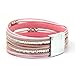HAHAHE® Women's Boho Leather Wrap Bracelets Trendy Layered Bracelets with Magnetic Clasp Strackable Bohemian Jewelry Fashion Gifts (Simple-Pink)