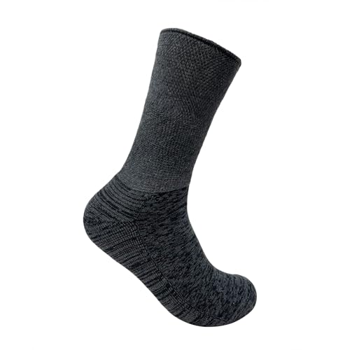 Image of Mint & Oak Padded Diabetic Socks for Men & Women - Grey | Breathable Cotton Blend | Blister Protection | Non-Binding Comfort Fit Extra Wide Cuff | Free Size