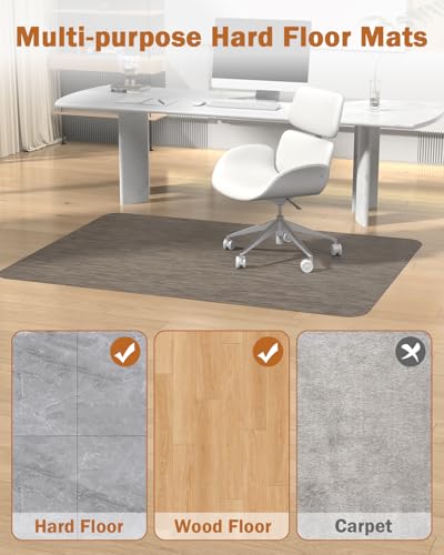 Image of Blvornl Office Chair Mat for Hardwood Floor, 35.4 inch*47.2 inch Desk Computer Chair Mat for Hard Wood, Large Anti-Slip Hard Floor Protector Rolling Chair Mat, PVC Mat Desk Rug for Office and Dark Brown