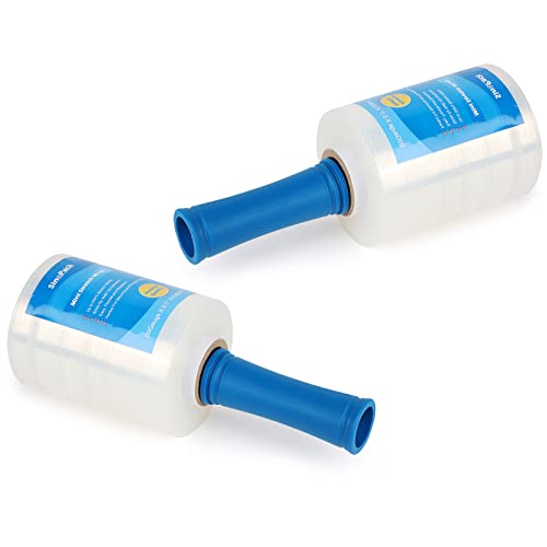 Mini Stretch Wrap With Handle 2Pack 80Gauge X 5.1In X 1000Ft Industrial Strength Heavy Duty Plastic Wrap For Moving Supplies Clear Self-Adhesive Stretch Film Wrap For Moving #TOP2
