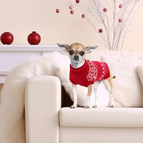 KONVINIT Hunde Weihnachtspullover Warm Strickpulli mit Weihnachtsdruck Elastisch und Pflegeleicht, Ideal für Mittelgroße Hunde