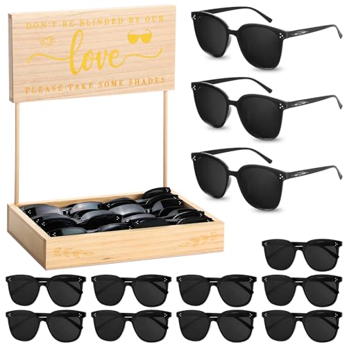 50 Sets Wedding Favors for Guests - Sunglasses for Reception With 1 Wood Display Box - Party Decoration