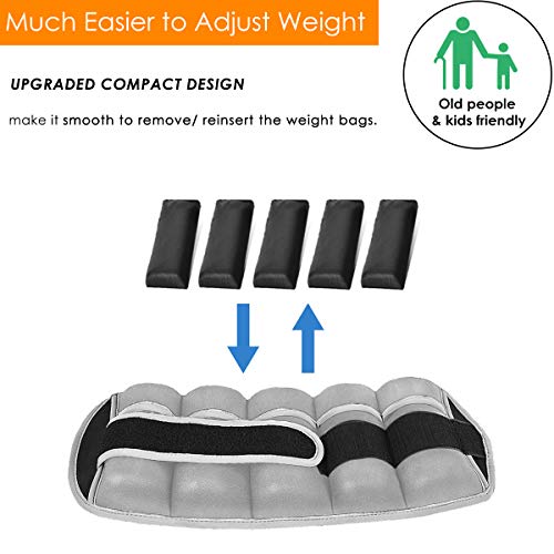 Prodigen Adjustable Ankle Weights Set for Men & Women Ankle Wrist Weight for Walking, Jogging, Gymnastics (Gray, 5lbs Each)