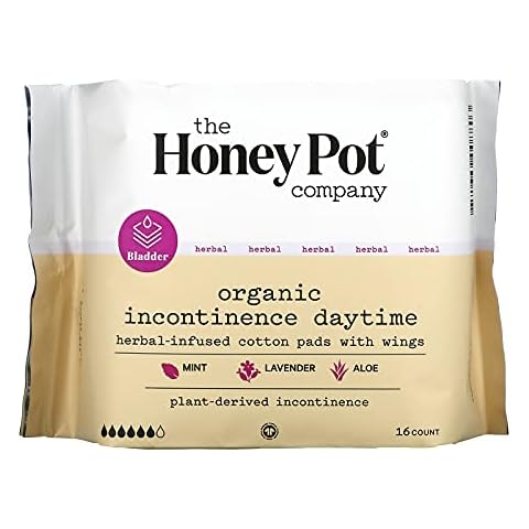 The Honey Pot Company, Herbal-Infused Cotton Incontinence Pads with Wings, 16 Count Cover