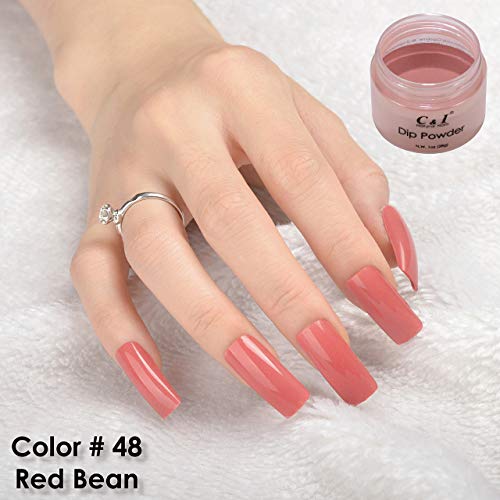 C & I Dip Powder Tauchen Pulver, Farbe # 48 Rote Bohnen, Gelnägel Effekt, Pulver für Nagellack, Rot Farbsystem, 1 oz… – Bild 4