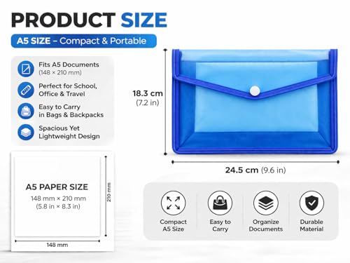 Image of Kosh Plastic Flexi Button Bag | Cheque Book Holder | Document Holder | Passbook Holder Cheque Pouch (Pack of 5)