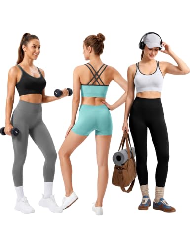 Image of VEQKING Strappy Cross Back Sports Bra for Women Removable Padded Yoga Bras