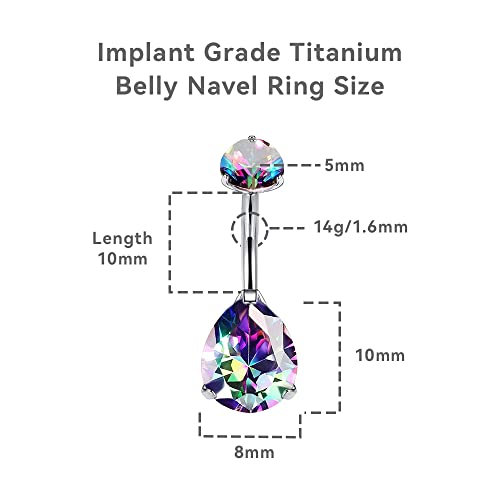G23 Titanium Belly Button Rings hypoallergenic medical implant grade 14G Teardrop CZ Belly Navel Rings Piercing Belly Bars2