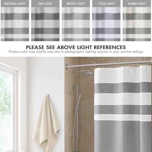 Madison Park Shower Curtain Spa Waffle Weave Stall Shower Curtain for Bathroom 3M Scotchgard Moisture Management, Spa Quality Modern Shower Curtains for Bathroom, Stall 36x72'' Grey by Madison Park - Image 4