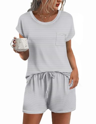 Image of Ekouaer Womens Pajama Sets 2 Piece Pjs Short Sleeve Top and Shorts