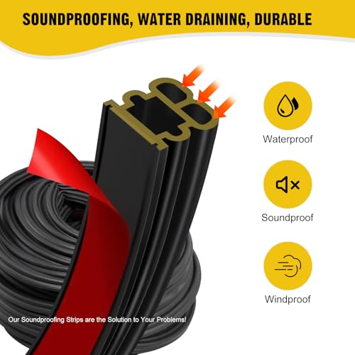 Image of 52.5Ft Car Door Seal Strip Car Weather Stripping Double Layer Shape Self Adhesive Rubber Auto Door Soundproofing Weatherstrip for Car Door,Truck, SUV