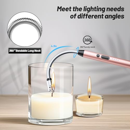 VEHHE Rechargeable 360° Flexible-Neck Arc Lighter (Rose Gold) — view 4