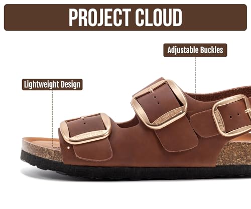 Image of Project Cloud 100% Genuine Leather Beach Sandals for Women 2026 with Lightweight & Comfortable Slides for Women - Non Slip with Memory Foam Slingback Womens Sandals 2026 (Garda)