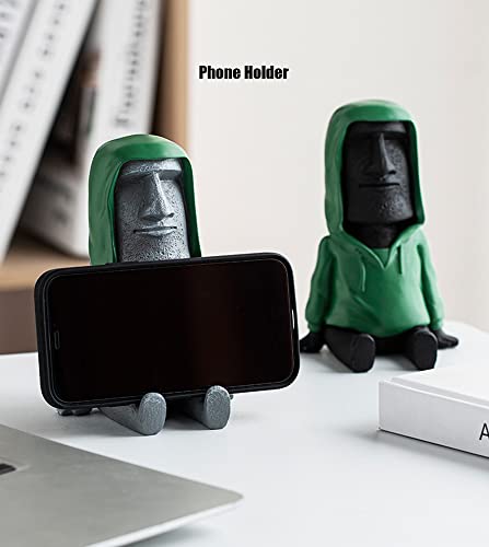 Zksylsm Easter Island Moai Statue Decor,Resin Imitation Stone Statue Figurine Sculpture,Pen Holder, Mobile Phone Holder,Decor Desktop,Bookshelf,Tabletop(Grey) #TOP6