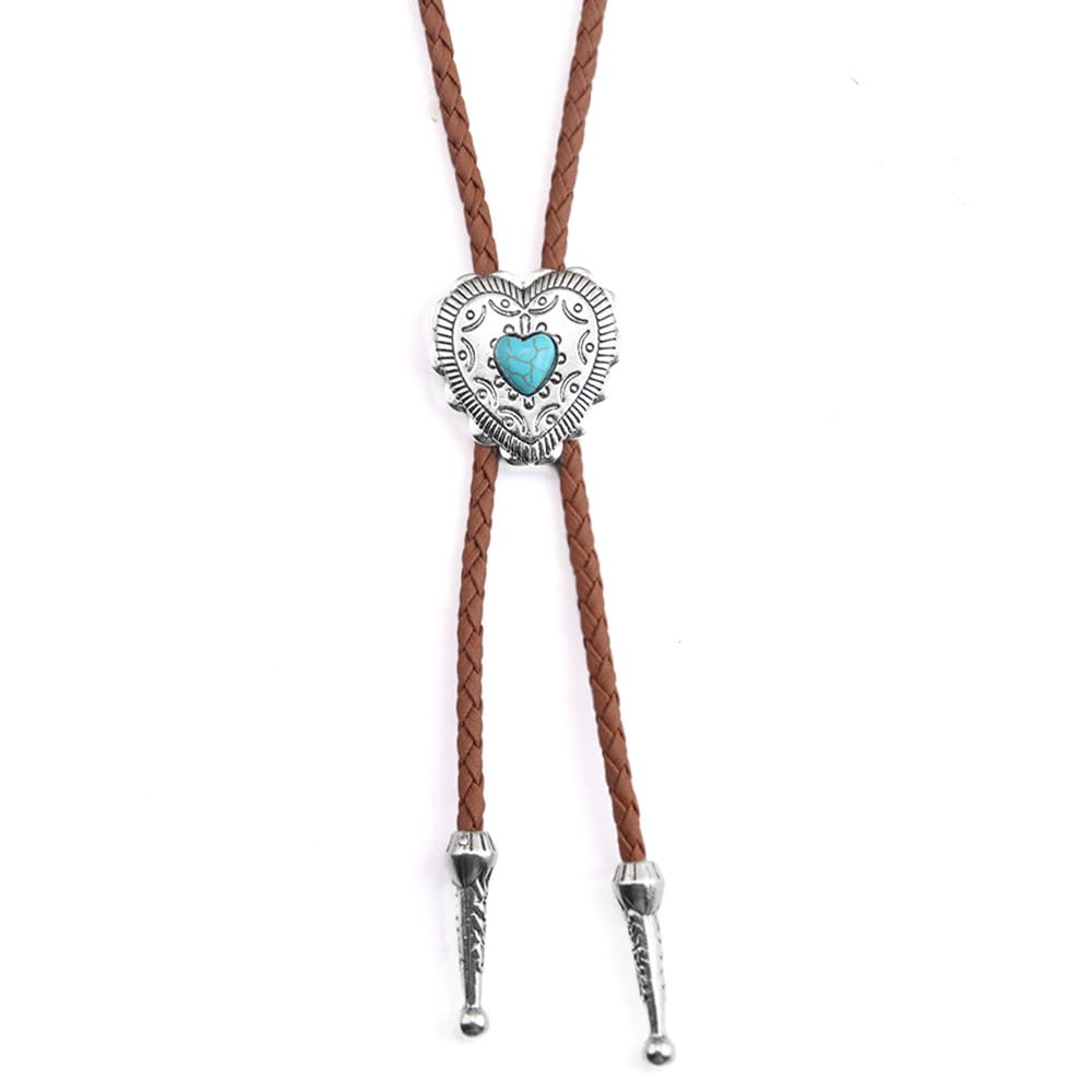Joxevyia Bolo Tie for Men Vintage Cow Skull Leather Rope Western Cowboy Necktie Vintage Bola Tie Gift for Him