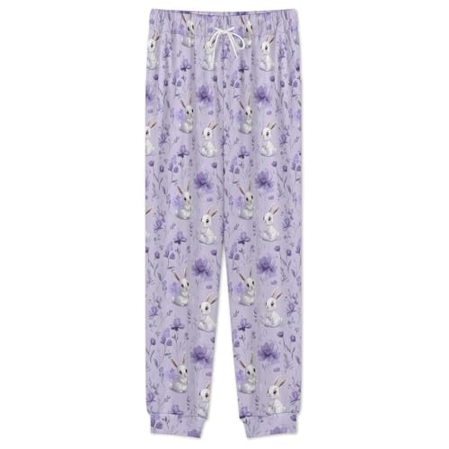 Cute Bunny Rabbit Floral Men’s Pajama Set Long Sleeve Top And Pants Loungewear Sleepwear Pjs Nightwear2