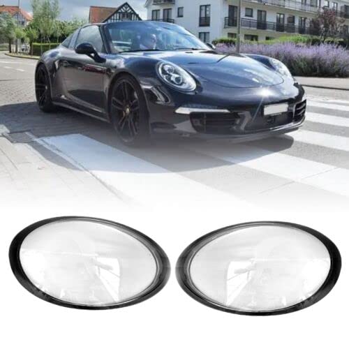 AMPSTOE A Set Front Headlight Lens Cover +Glue Compatible with Porsche 991 911 Targa/Carrera 2013-2018 Left & Right