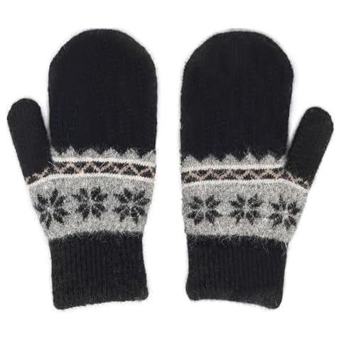 CaySep Winter Warm Knit Mittens Mittens Girls Boys Winter Outdoor Gloves Double Layer for Kids 7-14Year Cover