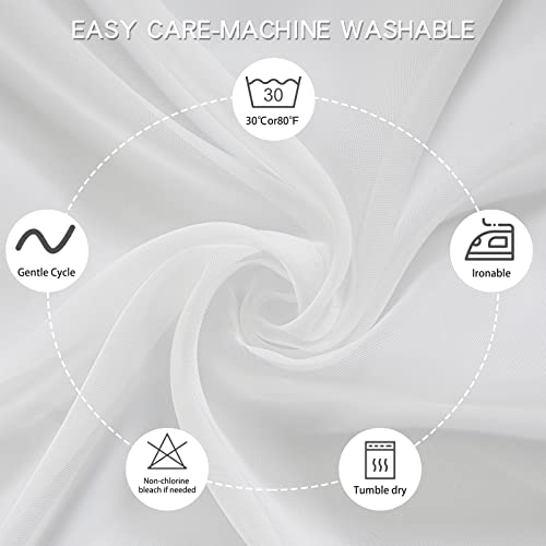 White Sheer Scarf Valance Curtains For Windows 216 Inches Long - Sheer Fabric For Draping Canopy Bed Curtain Scarf Wedding Arsh Table Runner For Living Room/Bedroom/Party Backdrop 1 Panel 34X216 #TOP5