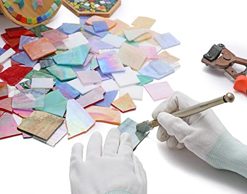 Lanyani Iridescent Stained Glass Pieces For Crafts And Decoration,Variety Irregular Broken Stained Glass Mosaic Tile Scraps,1Kg/35Oz Pack #TOP3