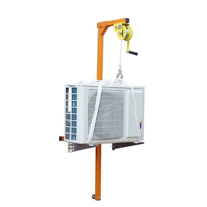 Air Conditioner Outside Installation Lifting Tool, 66FT Manual Winch + 330 Lbs Folding Hangers, Easy to Carry MINGPING