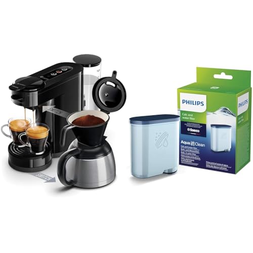 Philips Senseo Switch Pad- und Filterkaffeemaschine, 2-in-1-Brühtechnologie & Wasserfilter für Espressomaschine, Kein Entkalken bis 5000 Tassen, Einzelpack