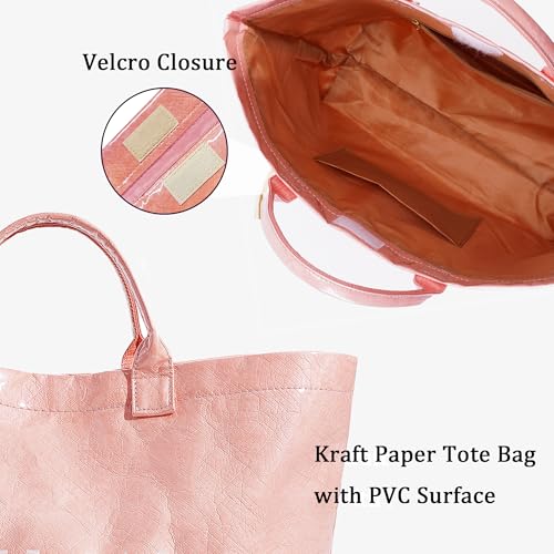 BBIQI PVC Tote Bag for Women Waterproof Plastic Jelly Tote Letter Print Hobo Handbag for Travel, Gift - image 4