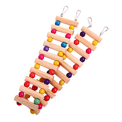KAMA BRIDAL Bird Ladder Bridge, Parrot Nature Wood Perch Hamster Rats Climbing Ladders Swing Toys for Cockatiel Grey Parrot Parakeet Canary Northern Cardinal Budgie