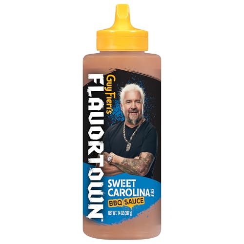 Guy Fieri's Flavortown Carolina BBQ Sauce - Carolina Gold Barbecue Sauce for Pork & Chicken, Mustard BBQ, Vinegar Based - 14 Ounce (Pack of 1)