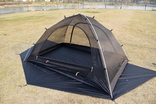 Carpa de malla para 2 personas impermeable, negra miniatura 1