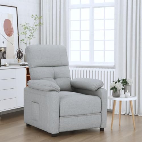 Festnight Sillón Relax Reclinable Manual Tapizado en Tela Acolchado con Bolsillos Laterales Butaca Reclinable Sillones para el salón para Salón Oficina Dormitorio Gris Claro Type-7