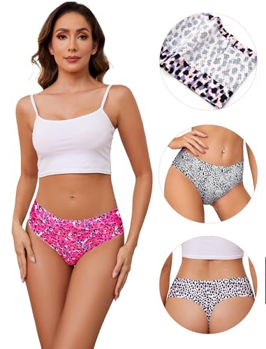 Image of voenxe Seamless Women Underwear Thongs,High Waisted No Show Ladies Panties,Invisible Breathable Comfy Active Thong,Hi Rise Cut Athletic Gym Undies,Highwaisted Mesh Stretchy Soft Panty,5-Pack