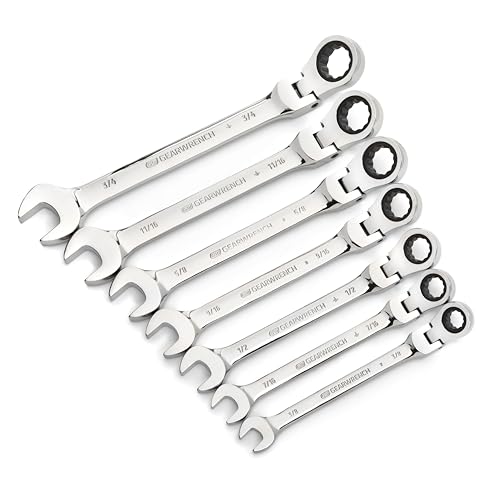 Image of GEARWRENCH 7 Pc. 12 Pt. Flex Head Ratcheting Combination Wrench Set, SAE - 9700