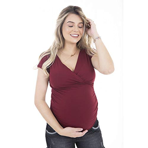 BLUSA GESTANTE TRANSPASSE AMAMENTAÇÃO BORDÔ - P >