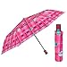 Parapluie Pliant Femme Automatique Motif Carreaux Lilas Feuille Verte - Parapluie Solide Pliable Résistant Vent Coloré Filles - Parapluie Compact Léger Incassable - Diamètre 96 cm (Fuchsia Feuilles)