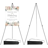 RRFTOK Easel Stand for Display, 63'' Instant for Sign Art and Crafts Portable Ground Easels for Wedding Banner and Poster Display Stand - Metal Tripod with Portable Bag.Black