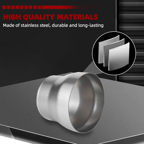 Image of Exhaust Adapter Connector 4 inch ID to 5 inch OD, A-KARCK Exhaust Pipe Reducer 4 inch Overall Length 304 Stainless Steel
